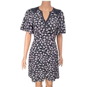 Rebecca Taylor Navy Floral Midi Dress